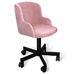 Стул с мягкой розовой обивкой из велюра и подъемно-поворотным механизмом на черных колесиках Harper Pink варинант исполнения - 1 | Loft Concept в Челябинске