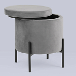 Серый пуф на черных ножках SANJAY варинант исполнения - 2 | Loft Concept в Челябинске