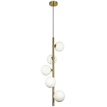 Подвесной светильник с 5-ю сферическими плафонами из матового стекла Pearls Suspension Brass Tube Hanging Lamp варинант исполнения - 2 | Loft Concept в Челябинске