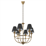 Люстра на металлическом основании бронзового цвета с 6-ю черными конусовидными абажурами Dignity варинант исполнения - 4 | Loft Concept в Челябинске