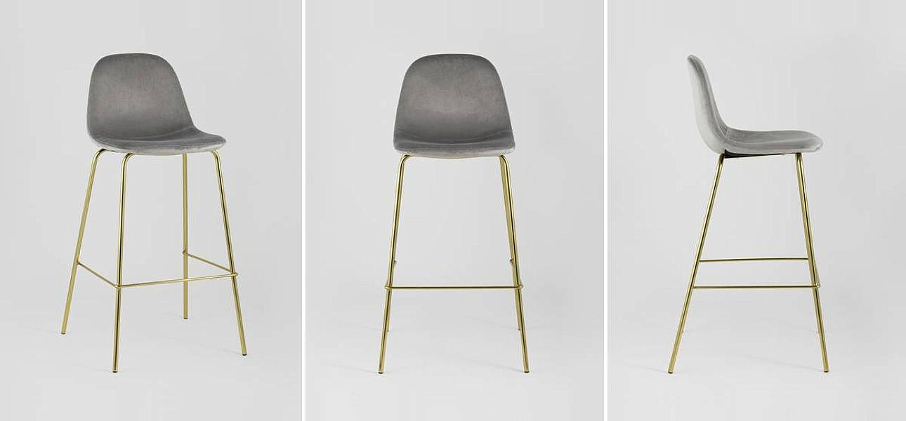 Барный Стул Archie Chair Серый Велюр Барный Стул Archie Chair Серый Велюр - Loft-Concept в Челябинске