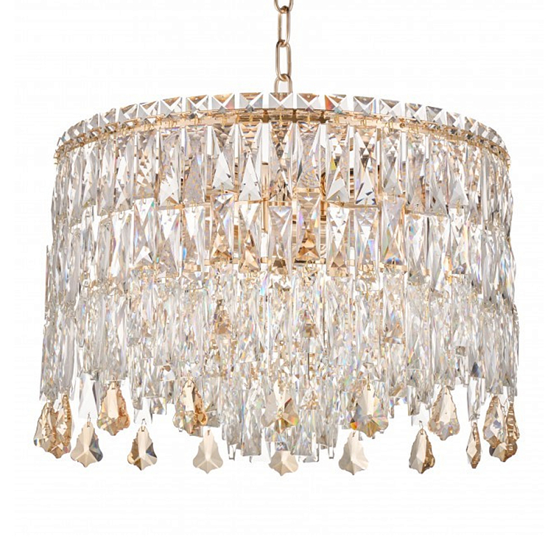 Люстра круглая с хрустальными подвесками на золотистом каркасе Roul Crystal Light Золотой Прозрачный Люстра круглая с хрустальными подвесками на золотистом каркасе Roul Crystal Light Золотой Прозрачный в Челябинске | Loft Concept