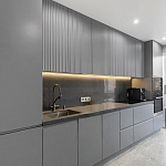 Прямой серый кухонный гарнитур с фрезерованным фасадом Idelle Kitchen Set варинант исполнения - 1 | Loft Concept в Челябинске