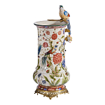 Ваза фарфоровая с птицей на бронзовой ветке и цветочной росписью Garden of Eden варинант исполнения - 2 | Loft Concept в Челябинске