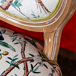 Стул из массива бука бежевый с изображением птиц и цветов Beige Green Chinoiserie Peach Garden Chair варинант исполнения - 4 | Loft Concept в Челябинске