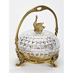 Конфетница из прозрачного рельефного стекла с ручкой и фигуркой лебедя Eden Garden варинант исполнения - 3 | Loft Concept в Челябинске