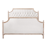 Кровать двуспальная светло-бежевая с основанием из массива дуба с мягким изголовьем Flax Beds варинант исполнения - 1 | Loft Concept в Челябинске