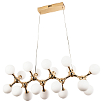 Линейная люстра с плафонами из стеклянных шаров Pearls Suspension Linear Gold Chandelier варинант исполнения - 2 | Loft Concept в Челябинске