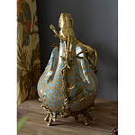 Чаша голубого цвета с оранментом и и бронзовыми фигурами леопардов Eden Garden варинант исполнения - 10 | Loft Concept в Челябинске