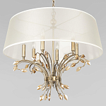 Люстра подвесная круглая с тканевым полупрозрачным абажуром и подвесками 6 ламп Gilded Elegance варинант исполнения - 4 | Loft Concept в Челябинске