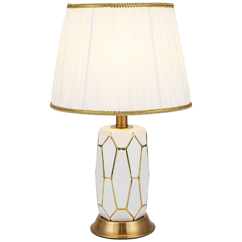 Настольная лампа с абажуром Fiorella Table Lamp White Белый Золотой Настольная лампа с абажуром Fiorella Table Lamp White Белый Золотой в Челябинске | Loft Concept