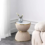 Дизайнерский журнальный стол фактурный с круглой белой столешницей Luler варинант исполнения - 1 | Loft Concept в Челябинске