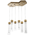 Люстра c 6-ю стеклянными плафонами золото Sparkling Bubbles Tube Gold Hanging Lamp варинант исполнения - 1 | Loft Concept в Челябинске