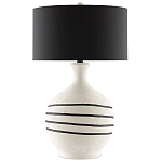 Настольная лампа фактурная с черными круговыми линиями на корпусе Recess варинант исполнения - 3 | Loft Concept в Челябинске