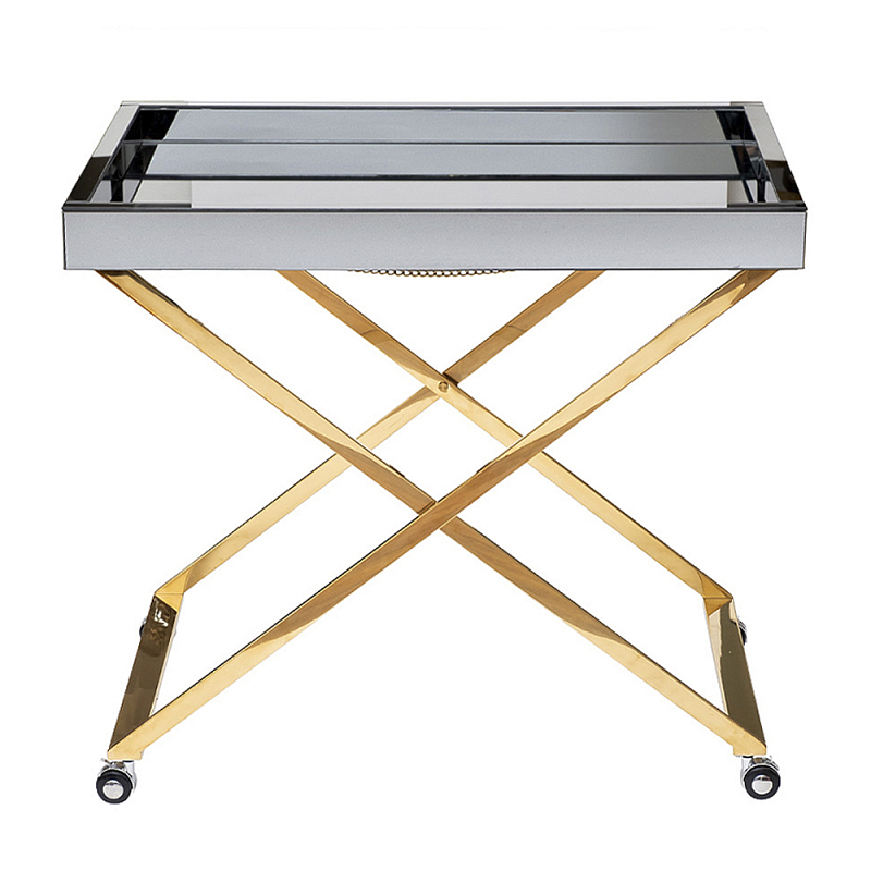 Стол сервировочный с зеркальной столешницей Splendid Serving Table Золотой Хром в Челябинске | Loft Concept 