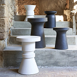 Приставной стол из искусственного камня Chess Black варинант исполнения - 3 | Loft Concept в Челябинске