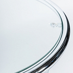 Приставной столик на серебристом основании с столешницей из стекла Noir варинант исполнения - 2 | Loft Concept в Челябинске