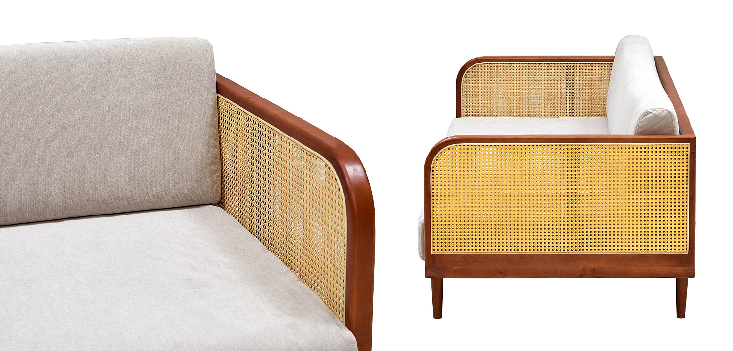 Диван с отделкой из ротанга Nava Rattan Decor Sofa Диван с отделкой из ротанга Nava Rattan Decor Sofa - Loft-Concept в Челябинске