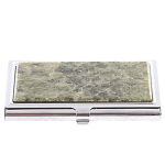 Визитница карманная металлическая с накладкой из натурального камня Апатит Stone Business Card Holders варинант исполнения - 1 | Loft Concept в Челябинске