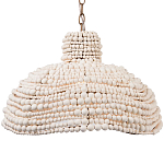 Подвесной светильник в виде купола декорированный белыми деревянными бусинами White Wooden Beads Hanging Lamp варинант исполнения - 1 | Loft Concept в Челябинске