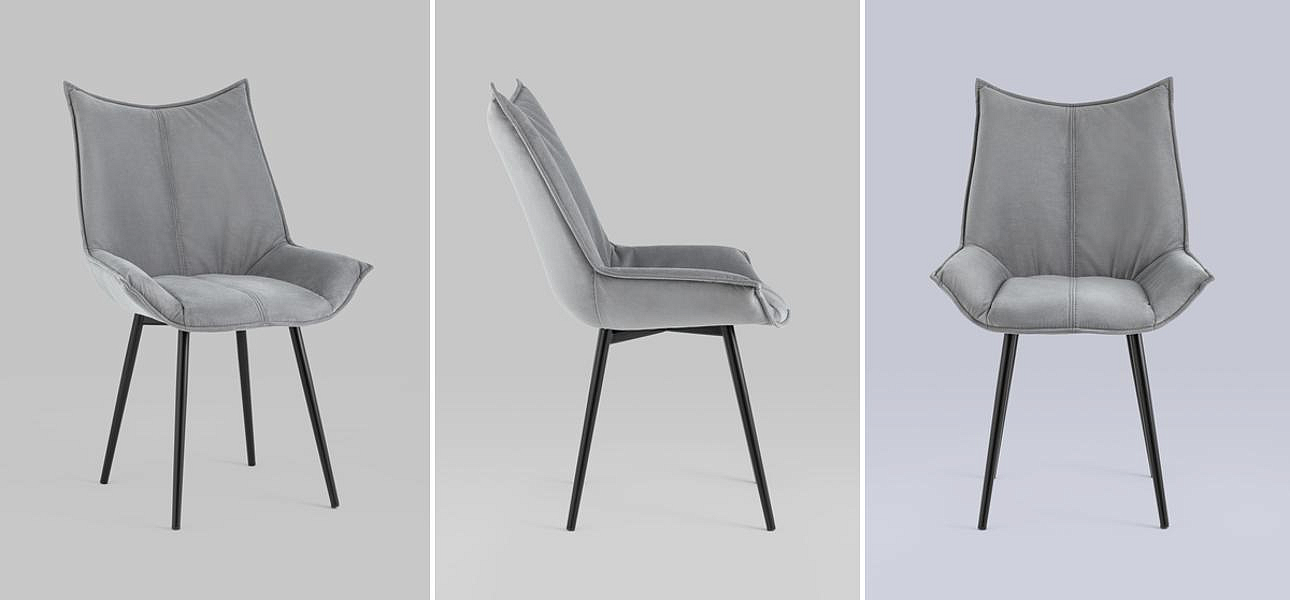 Стул Oslo Chair Серый Велюр Черный Металл Стул Oslo Chair Серый Велюр Черный Металл - Loft-Concept в Челябинске