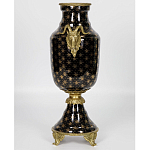 Ваза черного цвета из фарфора с золотистым узором и бронзовыми элементами Eden Garden porcelain and bronze варинант исполнения - 2 | Loft Concept в Челябинске