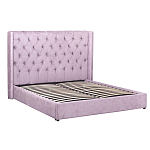 Кровать двуспальная фиолетовая с основанием из массива дерева с мягким изголовьем Velour Beds варинант исполнения - 1 | Loft Concept в Челябинске