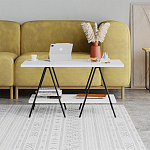 Стол журнальный с белой прямоугольной столешницей и полкой ESSEL WHITE варинант исполнения - 1 | Loft Concept в Челябинске