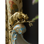 Чаша голубого цвета с оранментом и и бронзовыми фигурами леопардов Eden Garden варинант исполнения - 7 | Loft Concept в Челябинске