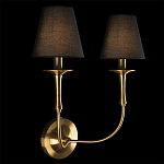 Бра с металлическим основанием бронзового цвета и 2-мя черными конусовидными абажурами Dignity варинант исполнения - 2 | Loft Concept в Челябинске