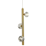 Подвесной светильник c 3-мя хрустальными плафонами Metal Tube Crystal Brass Hanging Lamp варинант исполнения - 1 | Loft Concept в Челябинске