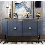 Дизайнерский комод синий глянцевый с золотыми ручками на 4-х дверцах Martin варинант исполнения - 2 | Loft Concept в Челябинске