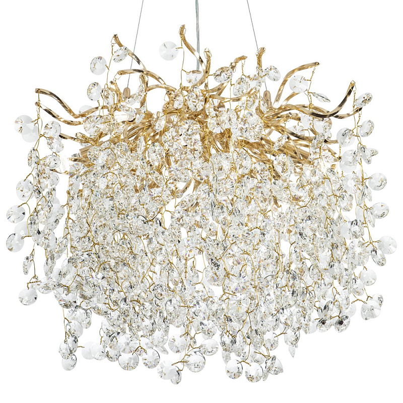 Люстра с хрустальными подвесками на металлических ветках Fairytree Light Gold Chandelier 10 Прозрачный Золотой Люстра с хрустальными подвесками на металлических ветках Fairytree Light Gold Chandelier 10 Прозрачный Золотой в Челябинске | Loft Concept