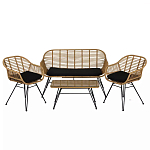 Журнальный столик с столешницей из ротанга и стекла Wicker Tabletop Under Glass варинант исполнения - 3 | Loft Concept в Челябинске