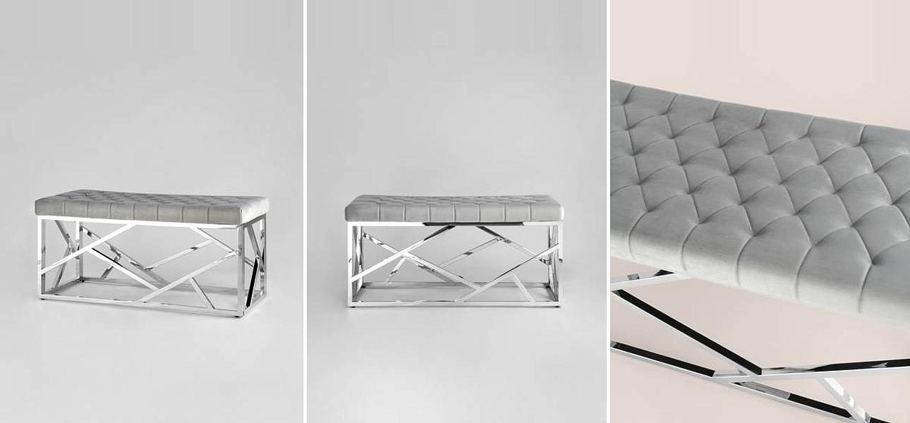 Банкетка серый велюр Geometry Serene Phoenix Банкетка серый велюр Geometry Serene Phoenix - Loft-Concept в Челябинске
