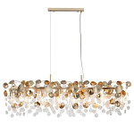 Люстра линейная с подвесками в форме монеток и золотистыми круглыми элементами из металла в виде лепестков FAIRYTREE Light варинант исполнения - 3 | Loft Concept в Челябинске