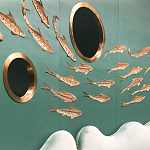 Обои с вышивкой ручной работы Deco Fish Original colourway варинант исполнения - 3 | Loft Concept в Челябинске