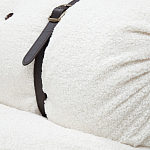 Двухместный диван без подлокотников белый с обивкой букле и ремешками из кожи Blaise Boucle Sofa варинант исполнения - 5 | Loft Concept в Челябинске