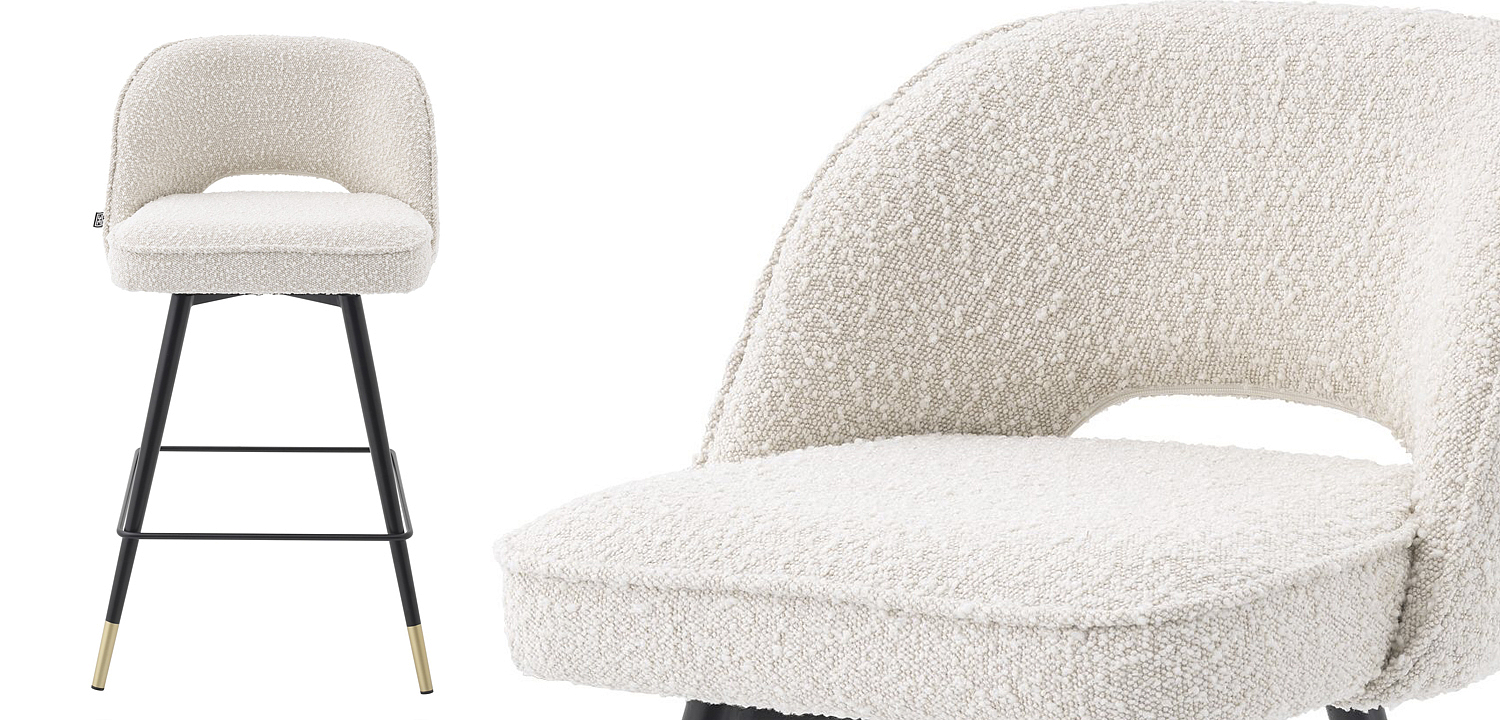 Комплект полубарных стульев Eichholtz Counter Stool Cliff set of 2 Boucle cream Комплект полубарных стульев Eichholtz Counter Stool Cliff set of 2 Boucle cream - Loft-Concept в Челябинске