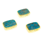 Таблетница карманная прямоугольная с 2-мя отделениями с зеркалом и накладкой из натурального камня Апатит Голубой Gold Stone Pillboxes варинант исполнения - 4 | Loft Concept в Челябинске