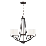 Люстра в цвете темная бронза с 5-ю белыми цилиндрическими плафонами Generation Lighting варинант исполнения - 2 | Loft Concept в Челябинске