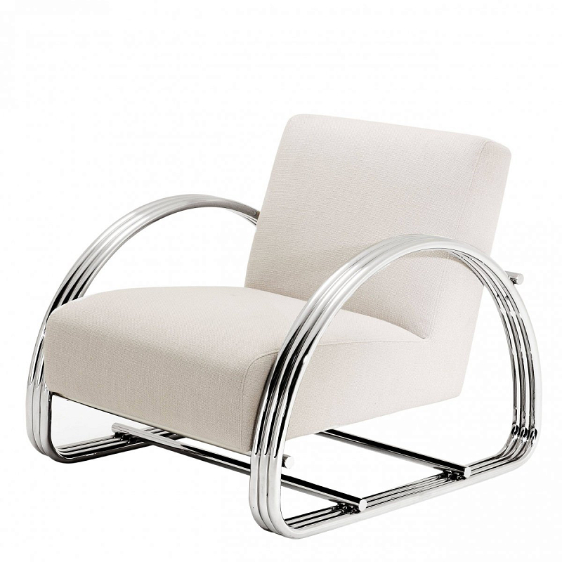 Кресло Eichholtz Chair Basque Молочный Нержавеющая сталь в Челябинске | Loft Concept 