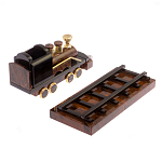 Часы настольные в виде паровоза из натурального камня Обсидиан Train Stone Clock варинант исполнения - 6 | Loft Concept в Челябинске