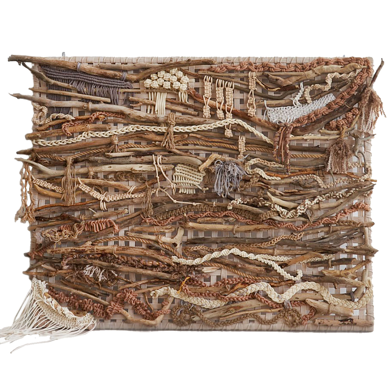 Большая Абстрактное Панно из веток и нитей Dryad Wall Art Коричневый Бежевый в Челябинске | Loft Concept 
