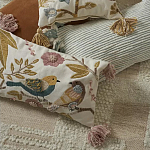 Чехол на подушку с кисточками и вышивкой птиц Ethnic mix Birds Rect варинант исполнения - 6 | Loft Concept в Челябинске