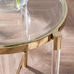 Золотой приставной столик с круглой стеклянной столешницей Weightless Table варинант исполнения - 7 | Loft Concept в Челябинске