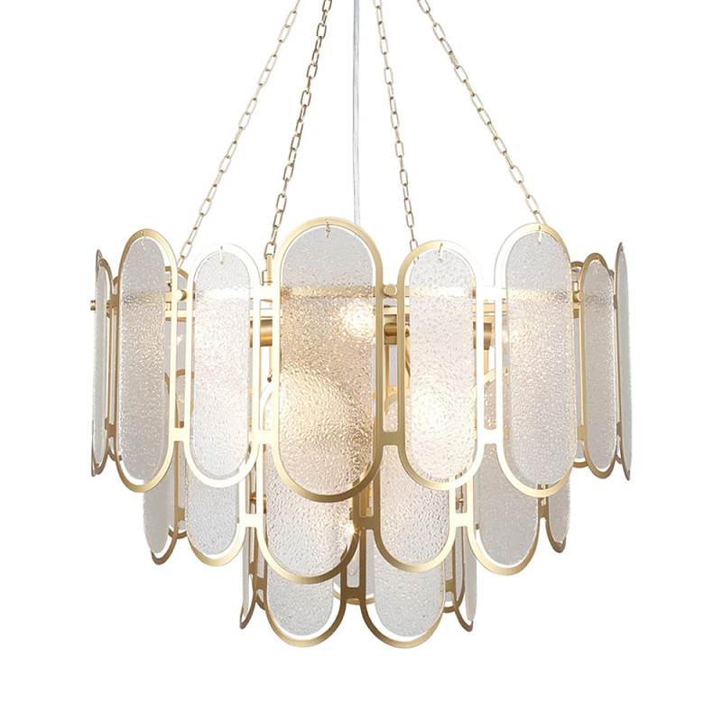Люстра с многослойным эффектом из овальных элементов из непрозрачного стекла Conformation Латунь в Челябинске | Loft Concept 
