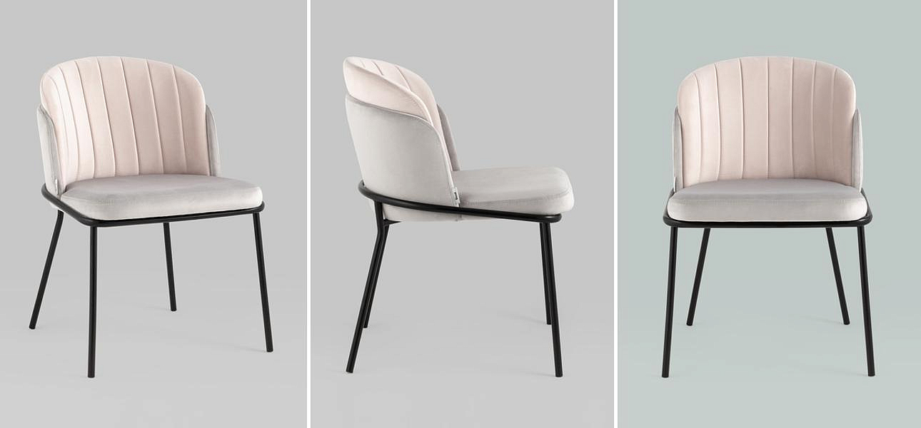 Стул Penelope Chair Металлические Ножки Светло-Розовый велюр Стул Penelope Chair Металлические Ножки Светло-Розовый велюр - Loft-Concept в Челябинске