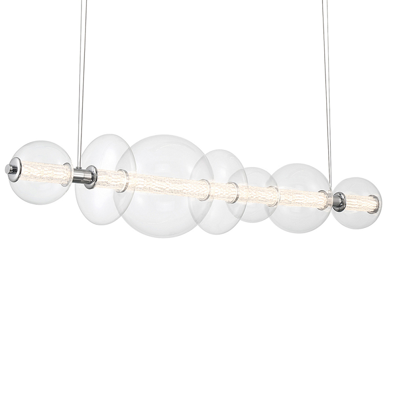 Подвесной светильник линейный с прозрачными стеклянными шарами разного диаметра Eurofase Прозрачное Стекло Золотой Хром в Челябинске | Loft Concept 