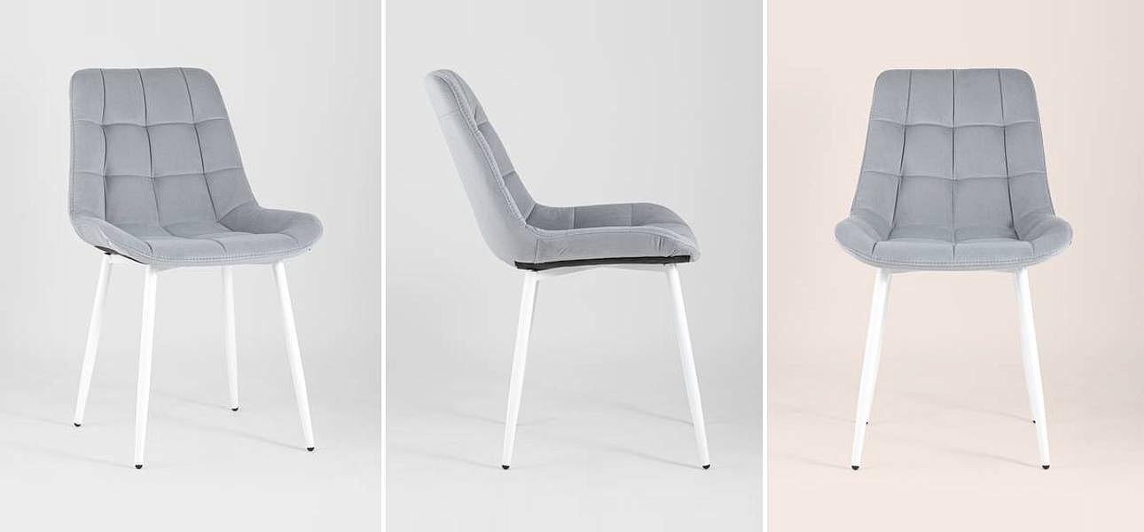 Стул NANCY Chair Серый Цвет Белые Ножки Стул NANCY Chair Серый Цвет Белые Ножки - Loft-Concept в Челябинске